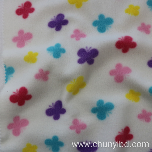 100 Polyester Coloful Butterfly Pattern Both Side Brushed Print Polar Fleece Fabric for Sofa Coat